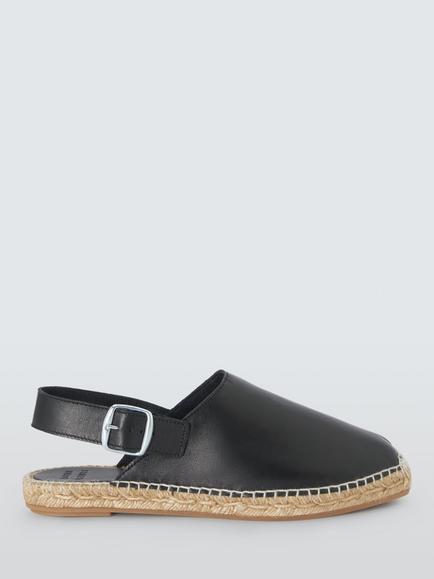 John Lewis Lydia Leather Babouche Slingback Espadrille Sandals, Black, Black