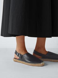 John Lewis Lydia Leather Babouche Slingback Espadrille Sandals, Black - view 2, Black