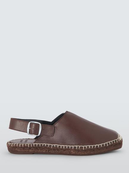 John Lewis Lydia Leather Babouche Slingback Espadrille Sandals, Chocolate, Chocolate