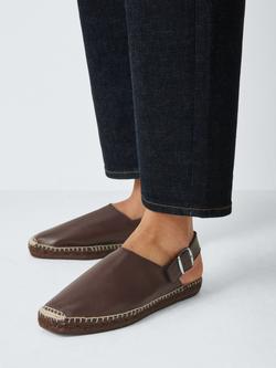 John Lewis Lydia Leather Babouche Slingback Espadrille Sandals, Chocolate - view 2, Chocolate