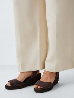 John Lewis Lloret Suede Peep Toe Wedge Espadrille Sandals, Chocolate - view 2, Chocolate