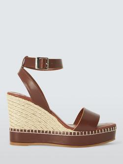 John Lewis Lorelai Leather Ultra Platform Wedge Heel Strappy Sandals, Chocolate, Chocolate