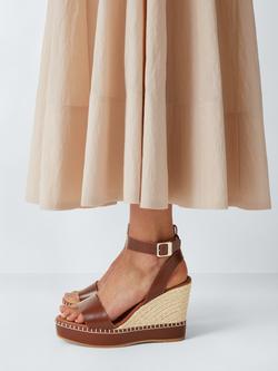 John Lewis Lorelai Leather Ultra Platform Wedge Heel Strappy Sandals, Chocolate - view 2, Chocolate
