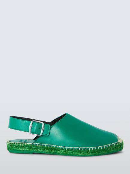 John Lewis Lydia Leather Babouche Slingback Espadrille Sandals, Green, Green