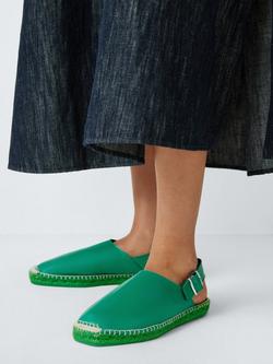 John Lewis Lydia Leather Babouche Slingback Espadrille Sandals, Green - view 2, Green