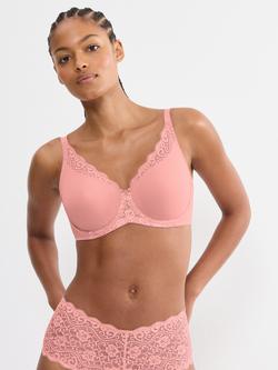 Triumph Amourette Underwired Minimiser Bra, Cherry Rose, Cherry Rose