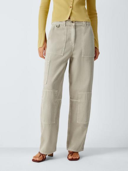 John Lewis x REJINA PYO Pocket Detail Trousers, Light Khaki, Light Khaki