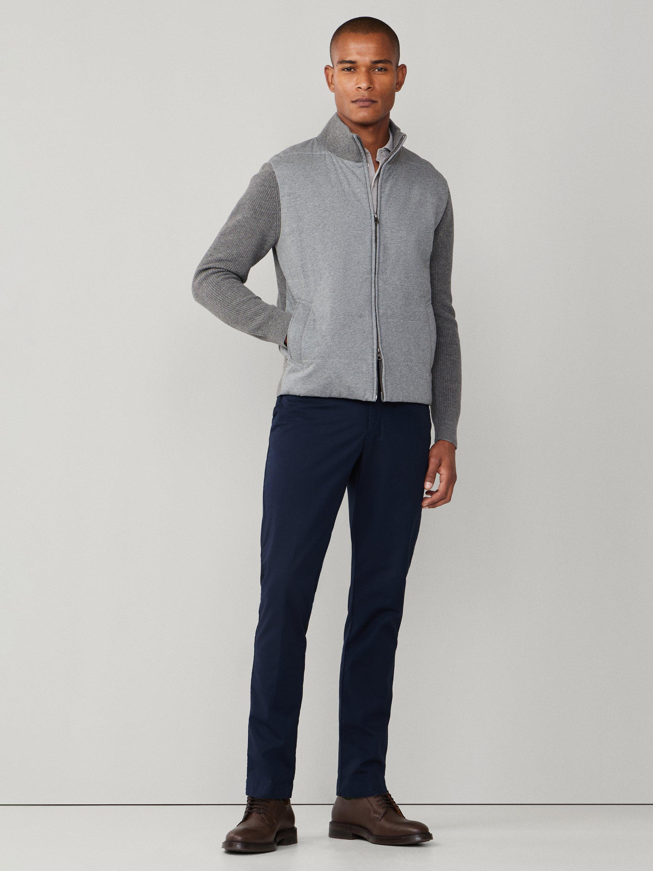 Product image 2 of 7, which shows Hackett London Hybrid Baffled Jersey Jacket, Charcoal Grey, XXXL