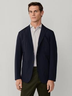 Hackett London Water Repellent Half-Lined Woven Blazer, Midnight Blue, Midnight Blue