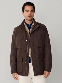 Hackett London Wool Blend Herringbone Field Jacket, Conker Brown, Conker Brown