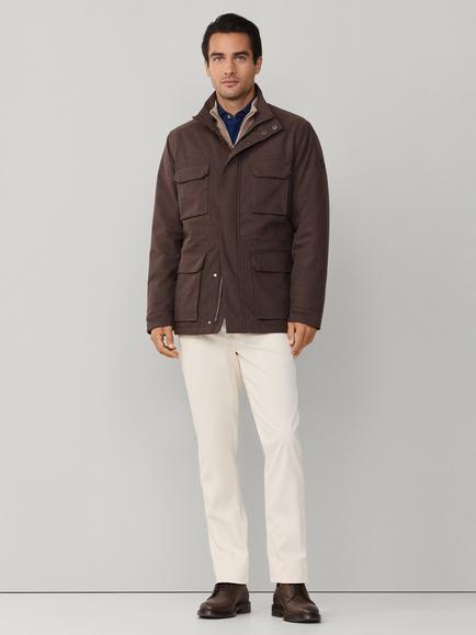 Hackett London Wool Blend Herringbone Field Jacket, Conker Brown - view 2, Conker Brown