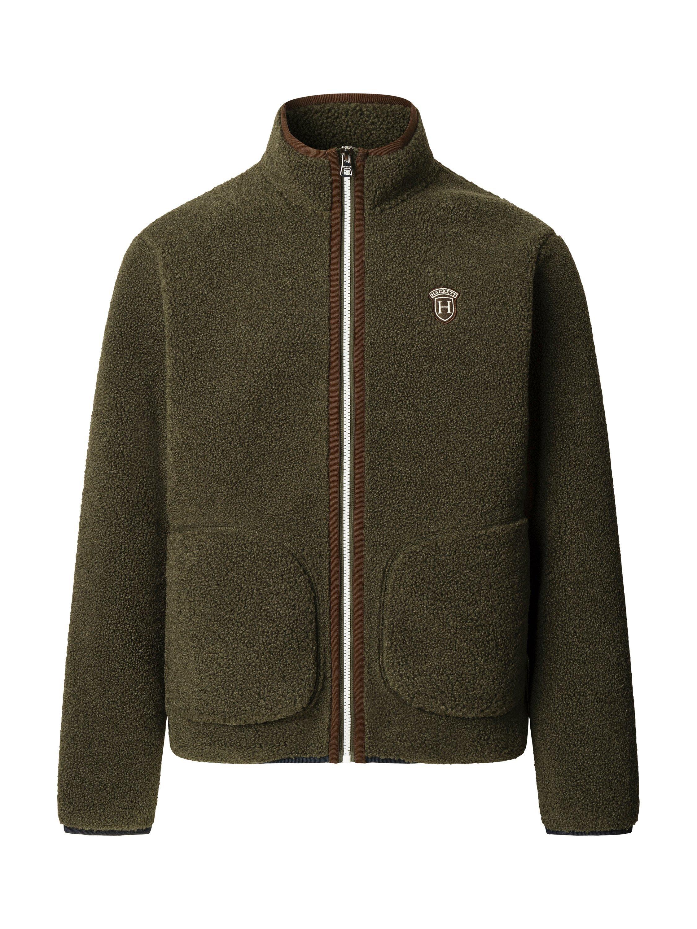 Product image 4 of 7, which shows Hackett London Zip Front Fleece Jacket, Forest Green, XXXL