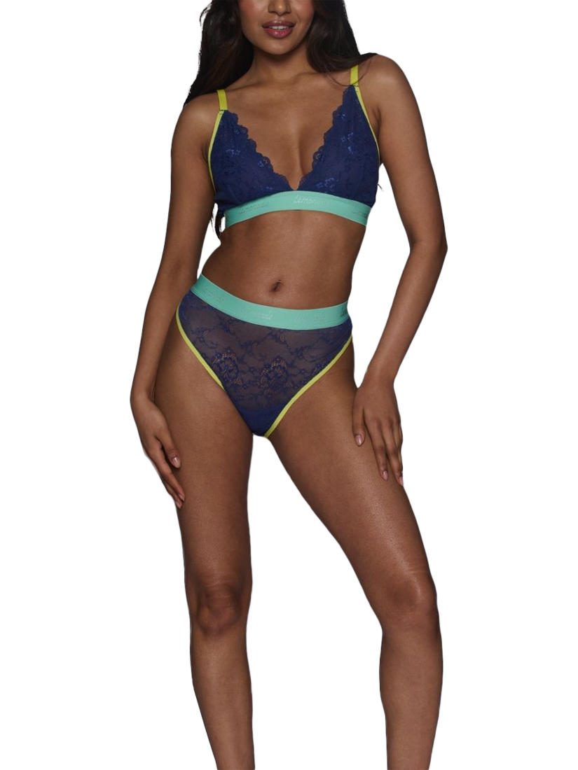 Product image 1 of 3, which shows Lemonade Dolls Trilogy Signature Lace Bralette, Navy, 30A-D