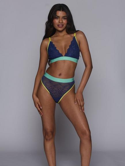 Lemonade Dolls Trilogy Signature Lace Bralette, Navy, Navy