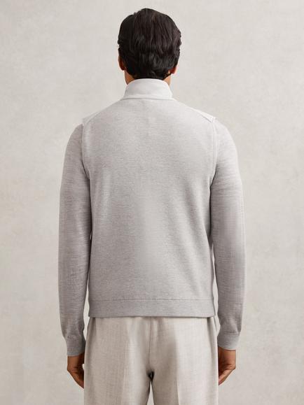 Reiss Newford Puffer Gilet - view 2, Soft Grey