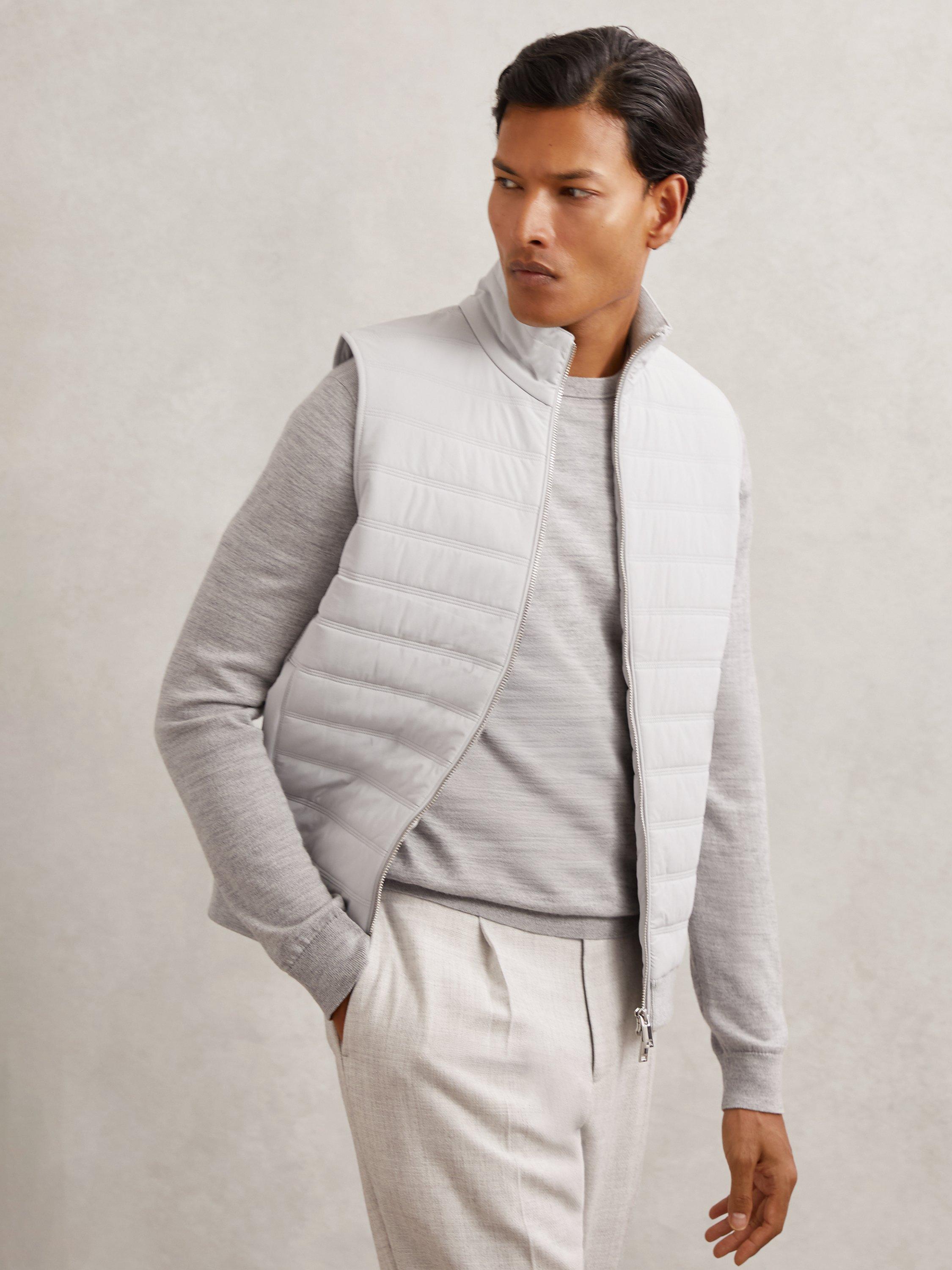 Product image 3 of 6, which shows Reiss Newford Puffer Gilet, Soft Grey, XS