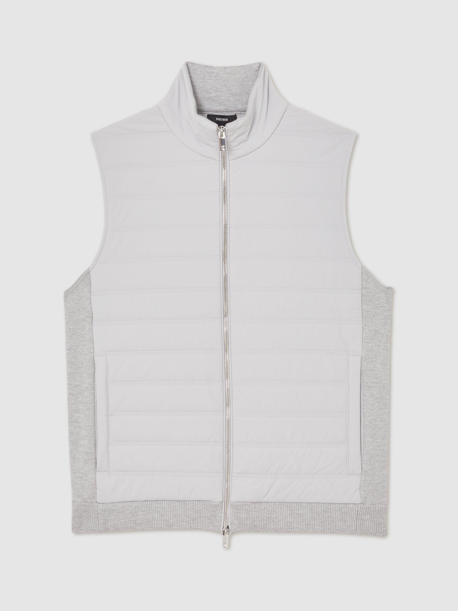 Product image 4 of 6, which shows Reiss Newford Puffer Gilet, Soft Grey, XS