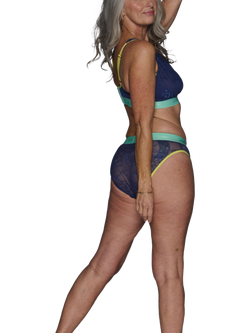 Lemonade Dolls Trilogy Signature Lace Mid Rise Knickers, Navy - view 2, Navy