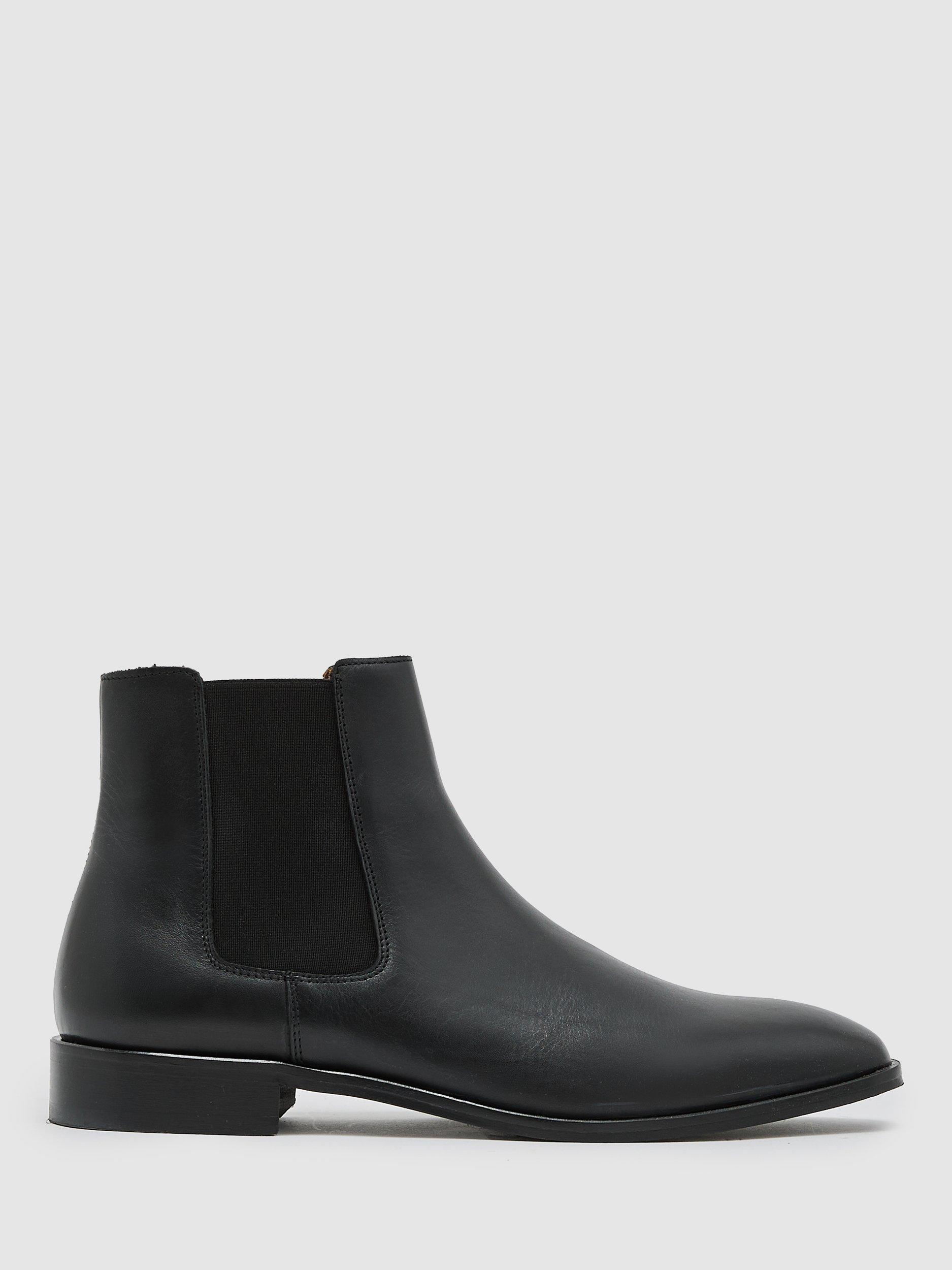 Product image 1 of 5, which shows Reiss Elba Leather Chelsea Boots, Black, 7