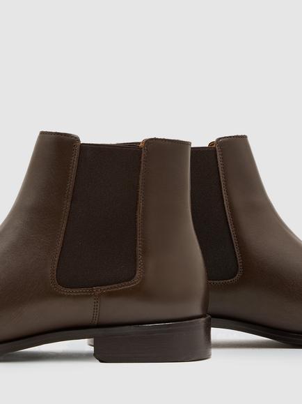 Reiss Elba Leather Chelsea Boots - view 2, Dark Brown