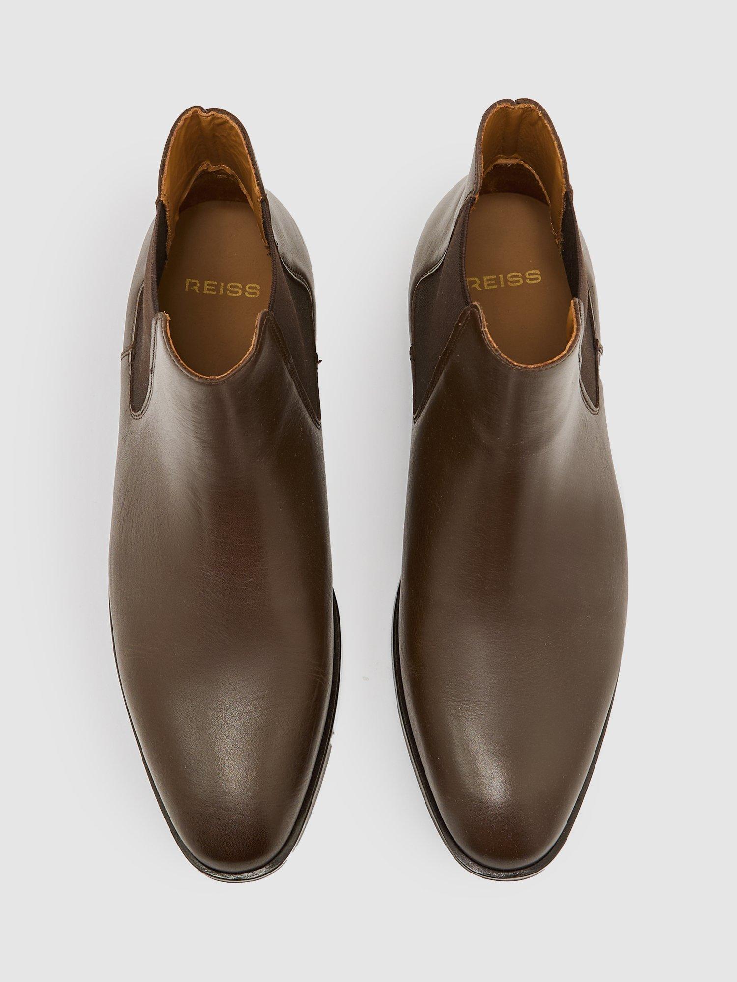 Product image 4 of 5, which shows Reiss Elba Leather Chelsea Boots, Dark Brown, 7