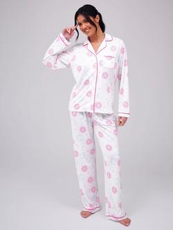 Loungeable Celestial Button Down Long Pyjama Set, Multi, Multi