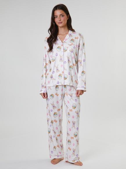 Loungeable Bunny Printed Jersey Pyjama Set, Multi, Multi