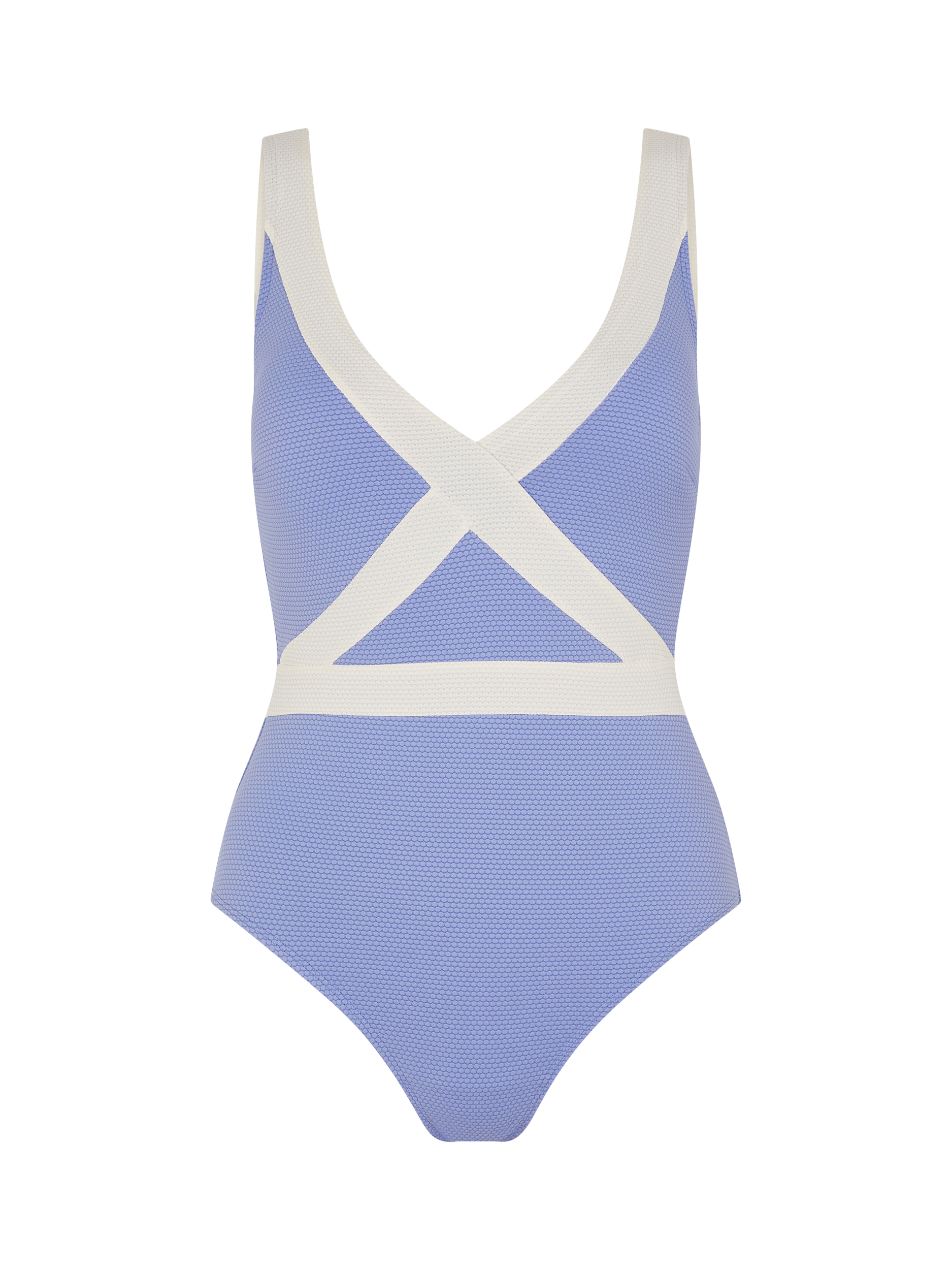 Product image 5 of 5, which shows Accessorize Contrast Shaping Swimsuit, Blue/White, 6