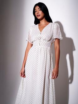 South Beach Polka Dot Button Front Maxi Dress, White/Multi - view 2, White/Multi