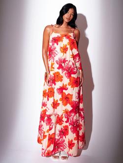 South Beach Floral Printed Strappy Tiered Maxi Dress, Multi, Multi