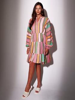 South Beach Jaquard Long Sleeve Mini Dress, Multi, Multi