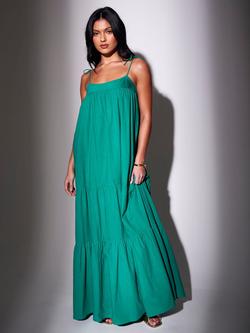 South Beach Strappy Tiered Maxi Dress, Green, Green