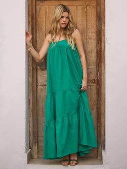 South Beach Strappy Tiered Maxi Dress, Green - view 2, Green