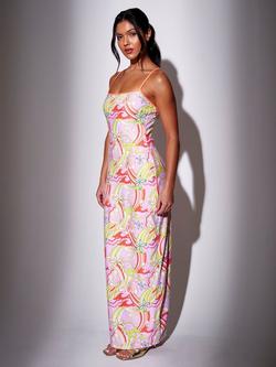 South Beach Retro Printed Sequin Maxi Dress, Multi, Multi