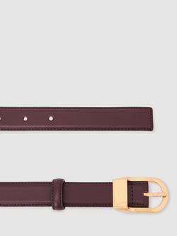 Reiss Hazel Pure Leather Belt, Burgundy - view 2, Burgundy