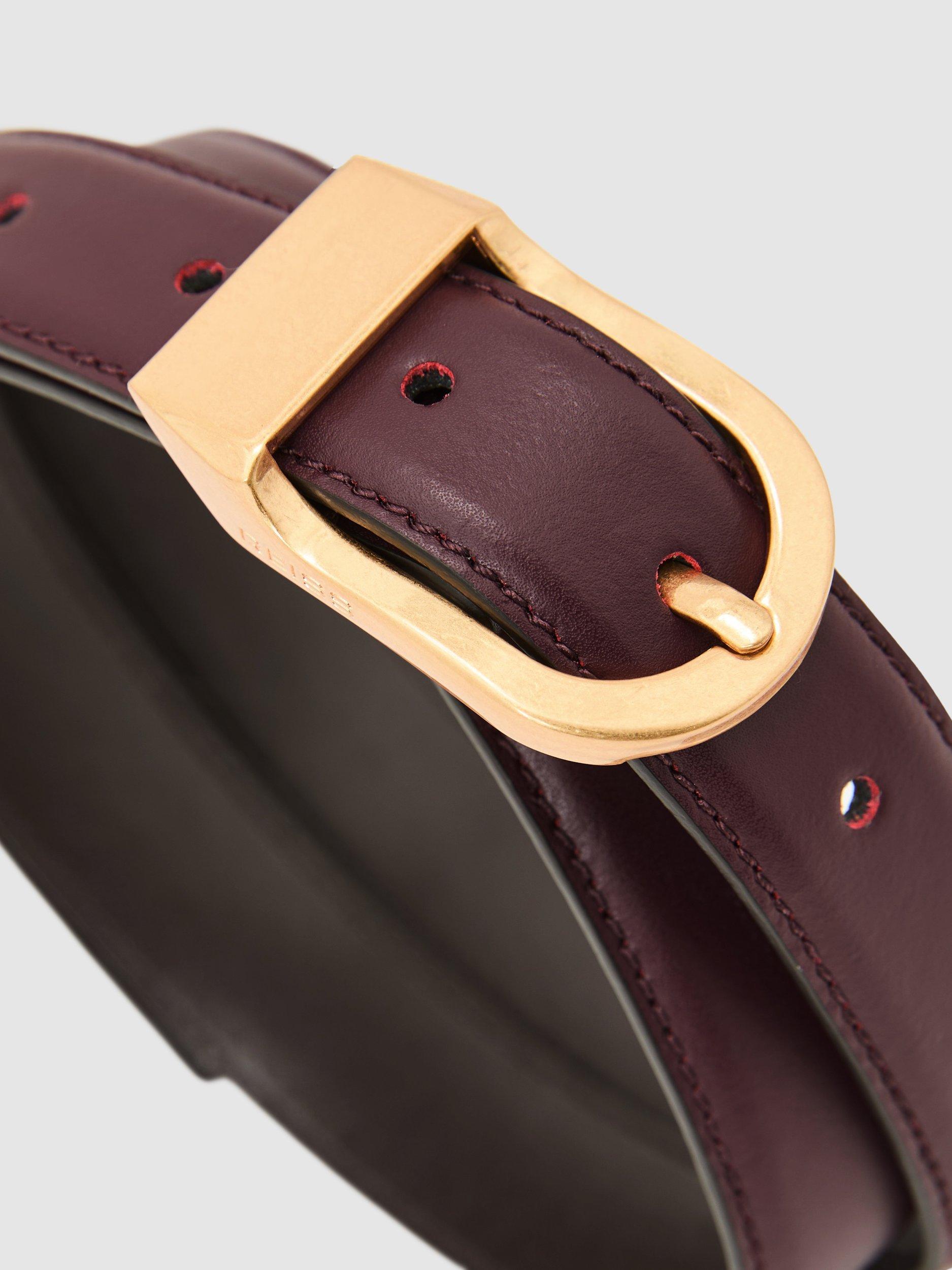 Product image 5 of 5, which shows Reiss Hazel Pure Leather Belt, Burgundy, XS