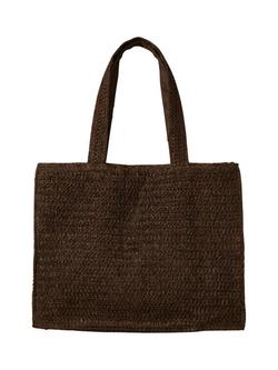 South Beach Straw Woven Shoulder Tote Bag, Brown