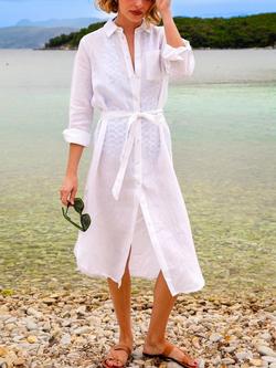 Aspiga Kelly Pure Linen Shirt Dress, White, White
