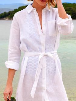 Aspiga Kelly Pure Linen Shirt Dress, White - view 2, White