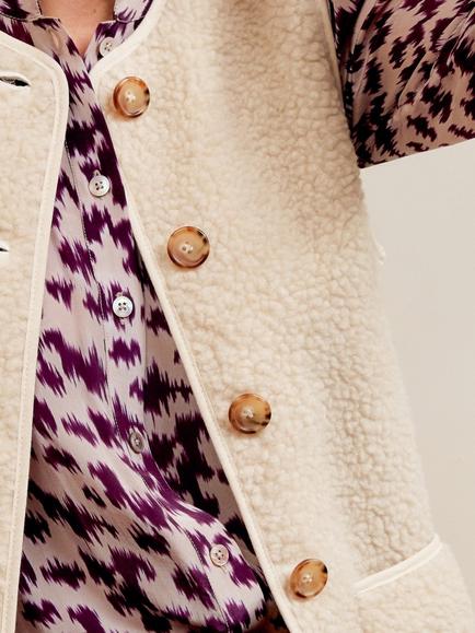 Aspiga Borg Wool Blend Gilet, Cream - view 2, Cream