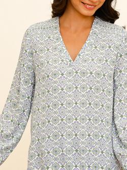 Aspiga Clea Geometric Floral Top, Green/Lilac - view 2, Green/Lilac