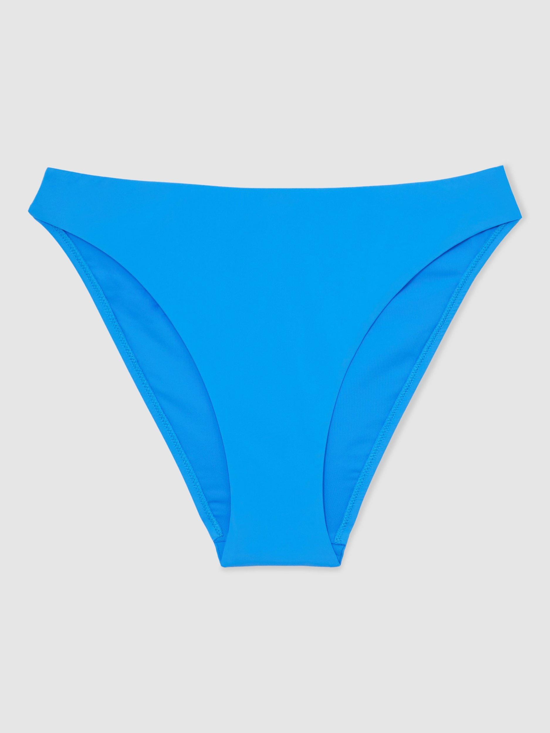 Product image 3 of 5, which shows Reiss Carina Plain Bikini Bottoms, Blue, 6