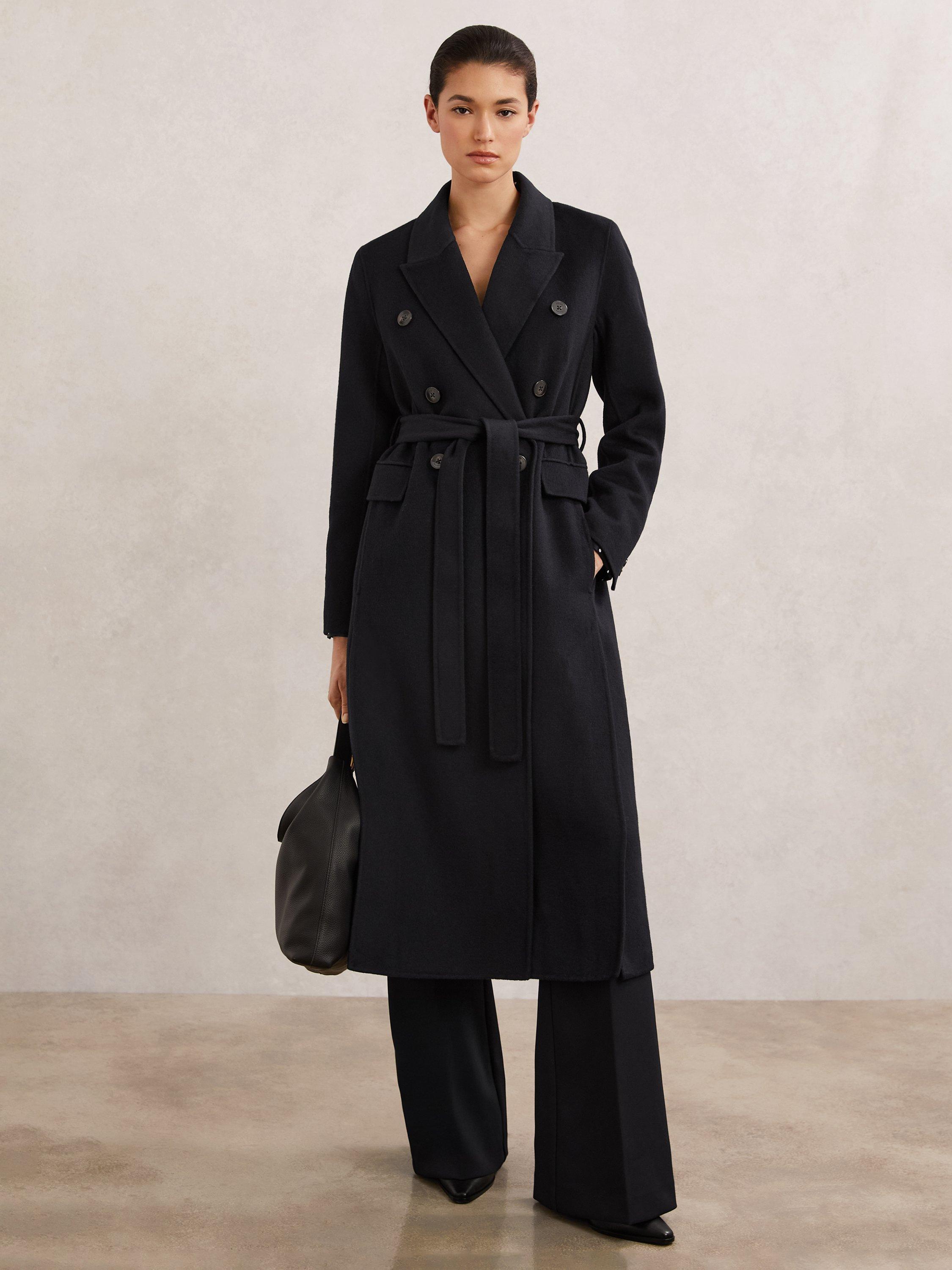 Product image 1 of 5, which shows Reiss Brogan Double Breasted Wool Rich Coat, Navy, 6