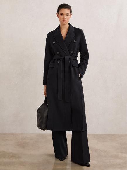 Reiss Brogan Double Breasted Wool Rich Coat, Navy, Navy