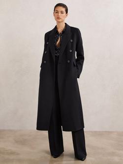 Reiss Brogan Double Breasted Wool Rich Coat, Navy - view 2, Navy