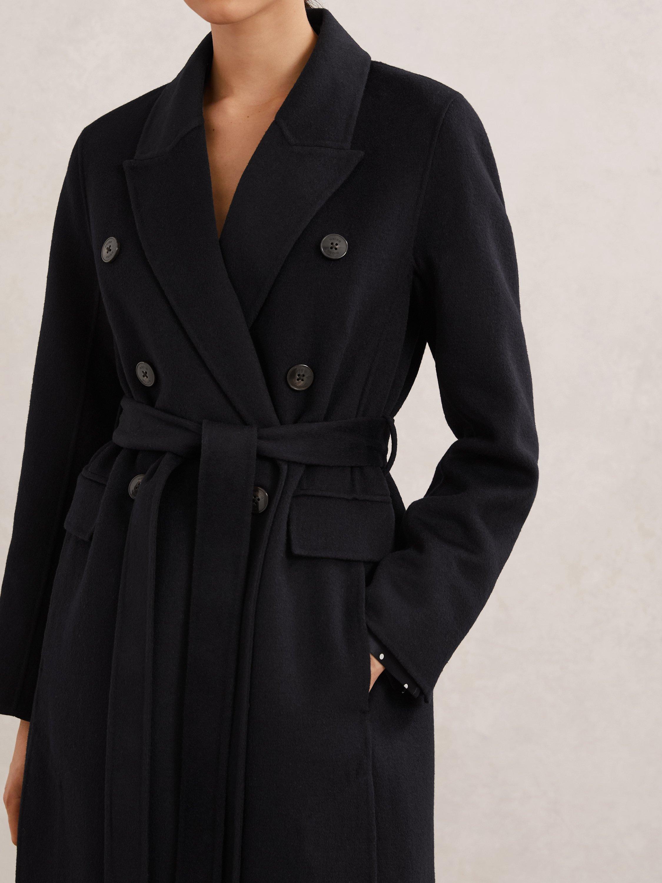 Product image 4 of 5, which shows Reiss Brogan Double Breasted Wool Rich Coat, Navy, 6