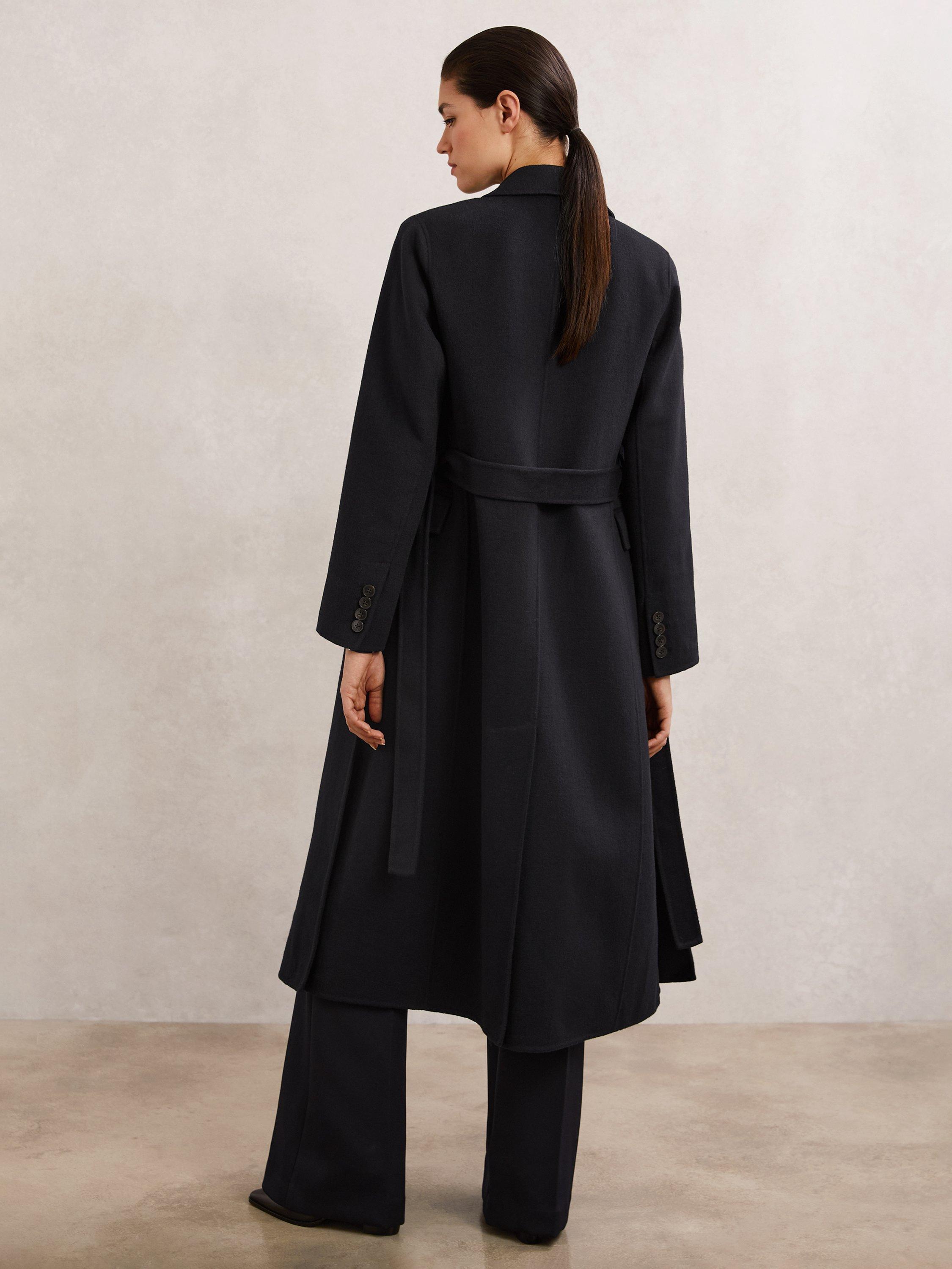 Product image 5 of 5, which shows Reiss Brogan Double Breasted Wool Rich Coat, Navy, 6