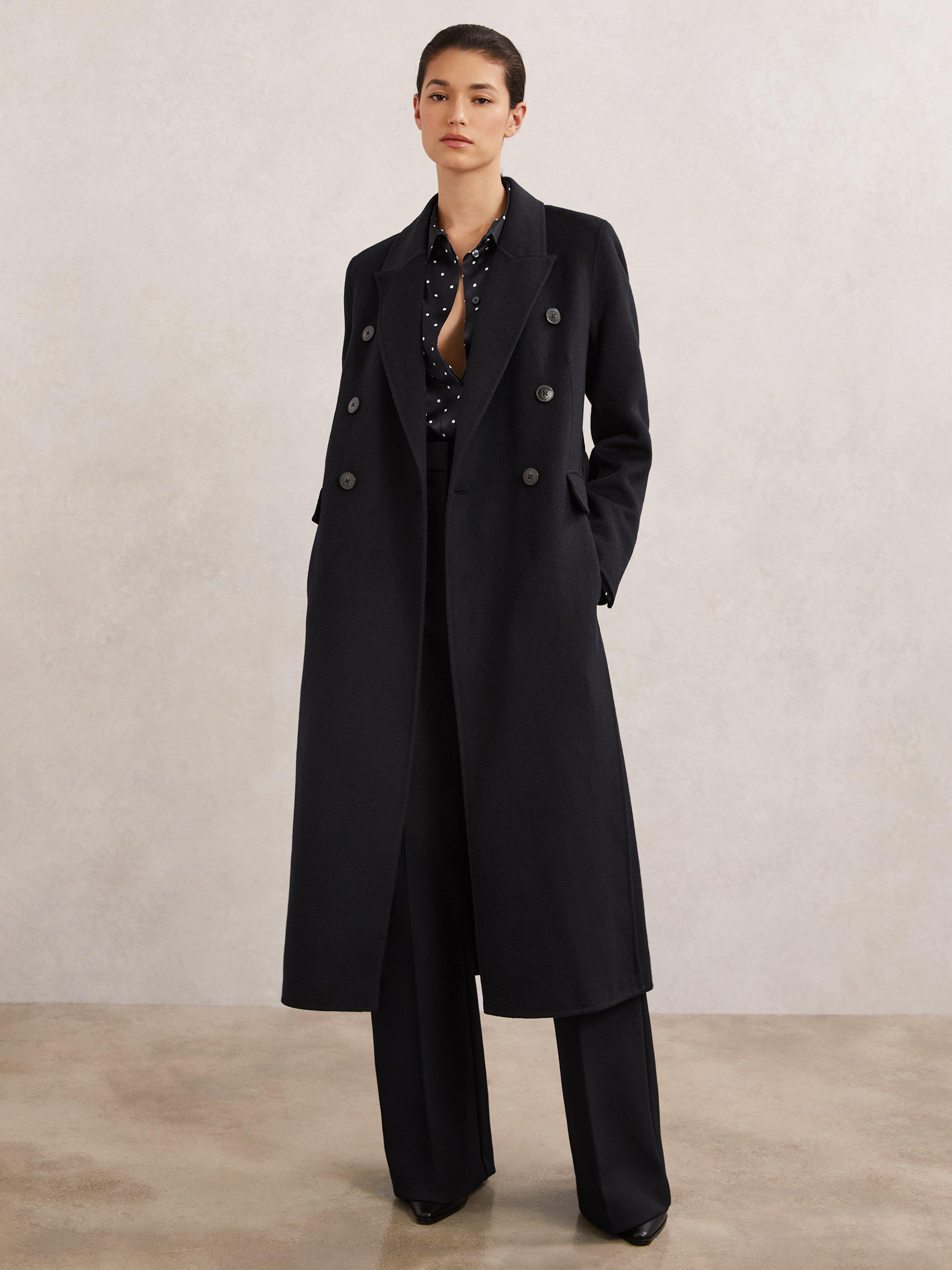 Product image 1 of 5, which shows Reiss Brogan Wool Rich Coat, Navy, 6Pt