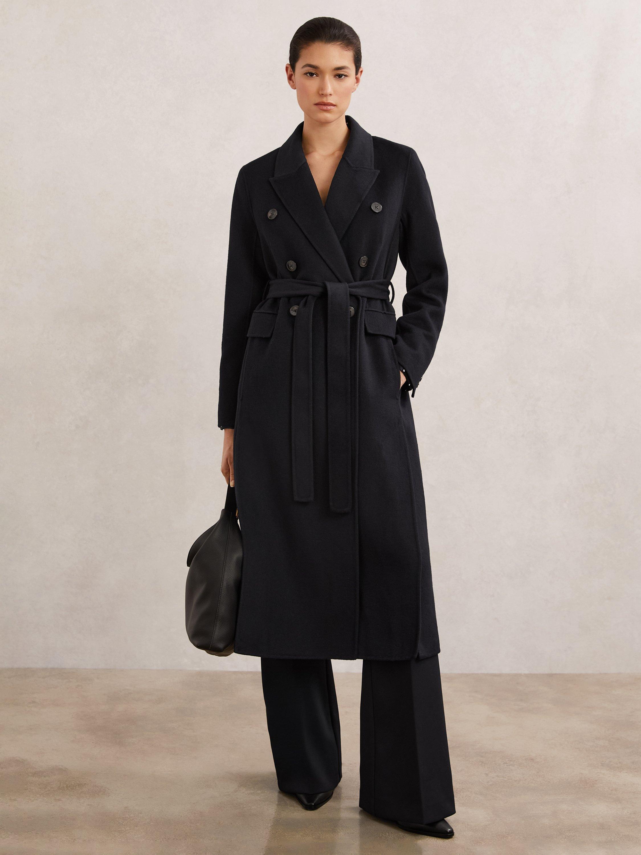 Product image 2 of 5, which shows Reiss Brogan Wool Rich Coat, Navy, 6Pt