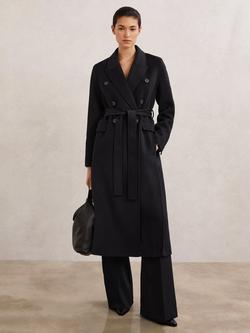 Reiss Petite Brogan Wool Rich Coat, Navy - view 2, Navy